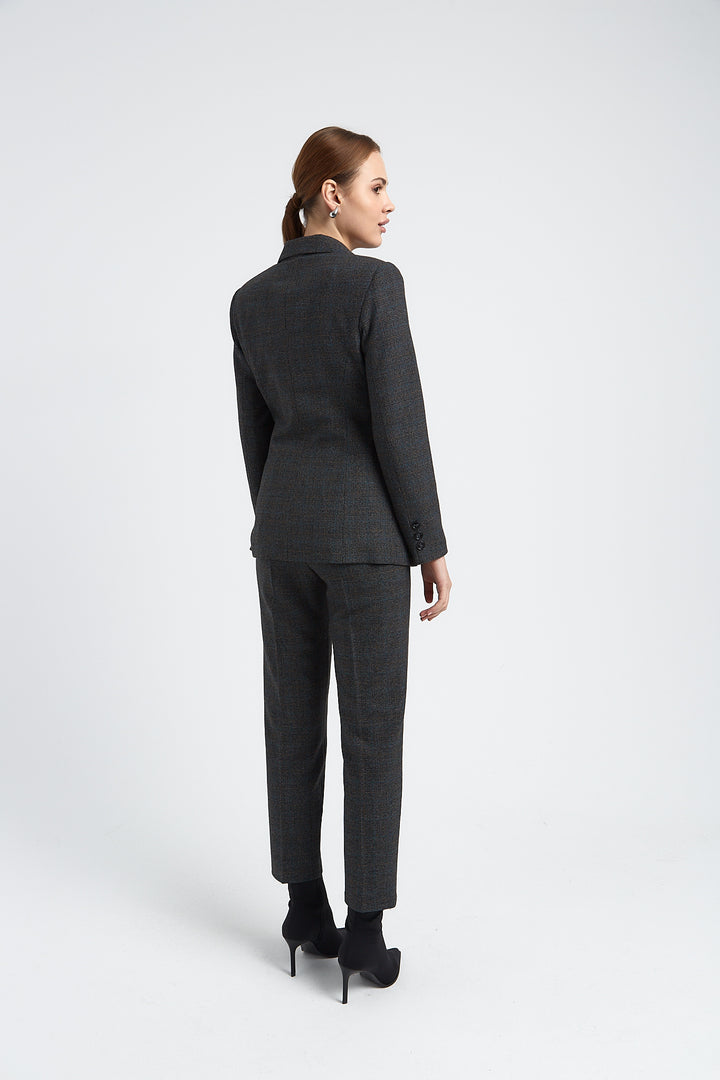 VESTE FEMME KAREL IMPRIME PRINCE DE GALLES GRIS MARRON