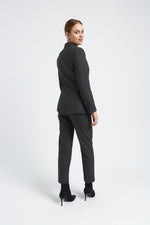 Charger le modèle 3D dans le visionneur de galerie, PANTALON FEMME KAREL IMPRIME PRINCE DE GALLES GRIS MARRON