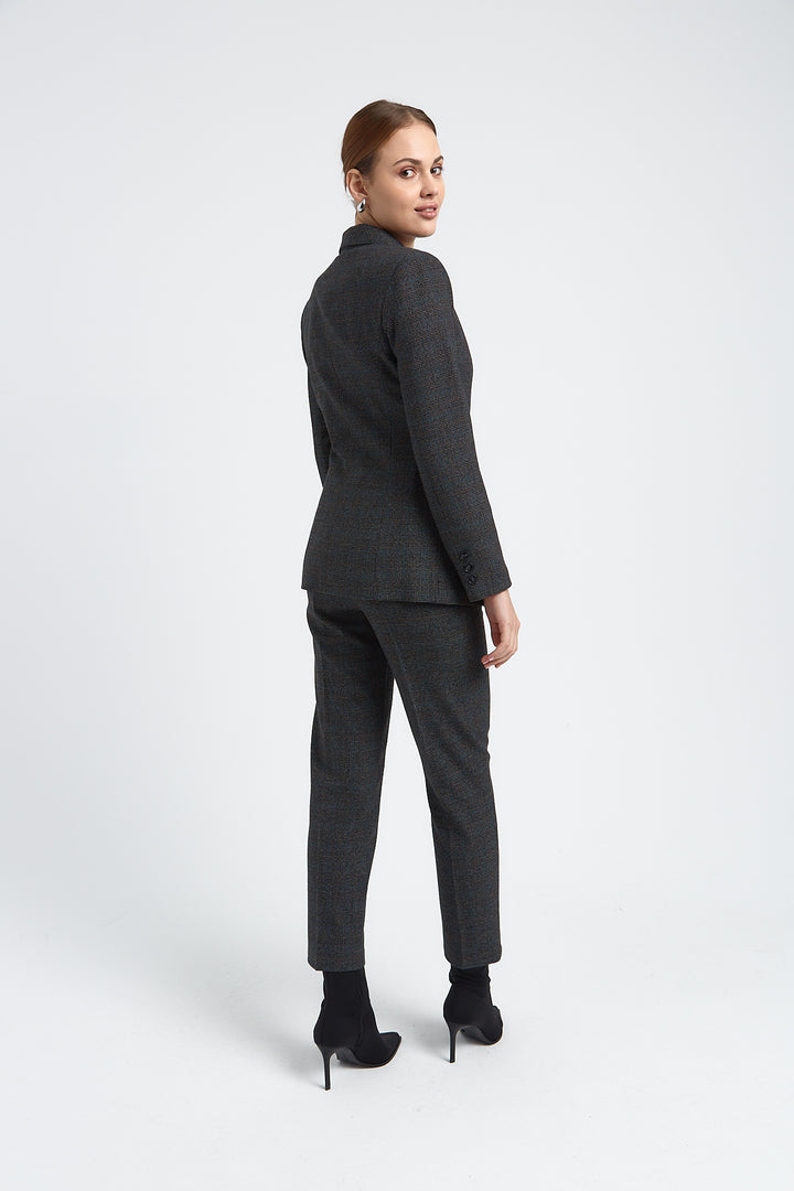 PANTALON FEMME KAREL IMPRIME PRINCE DE GALLES GRIS MARRON