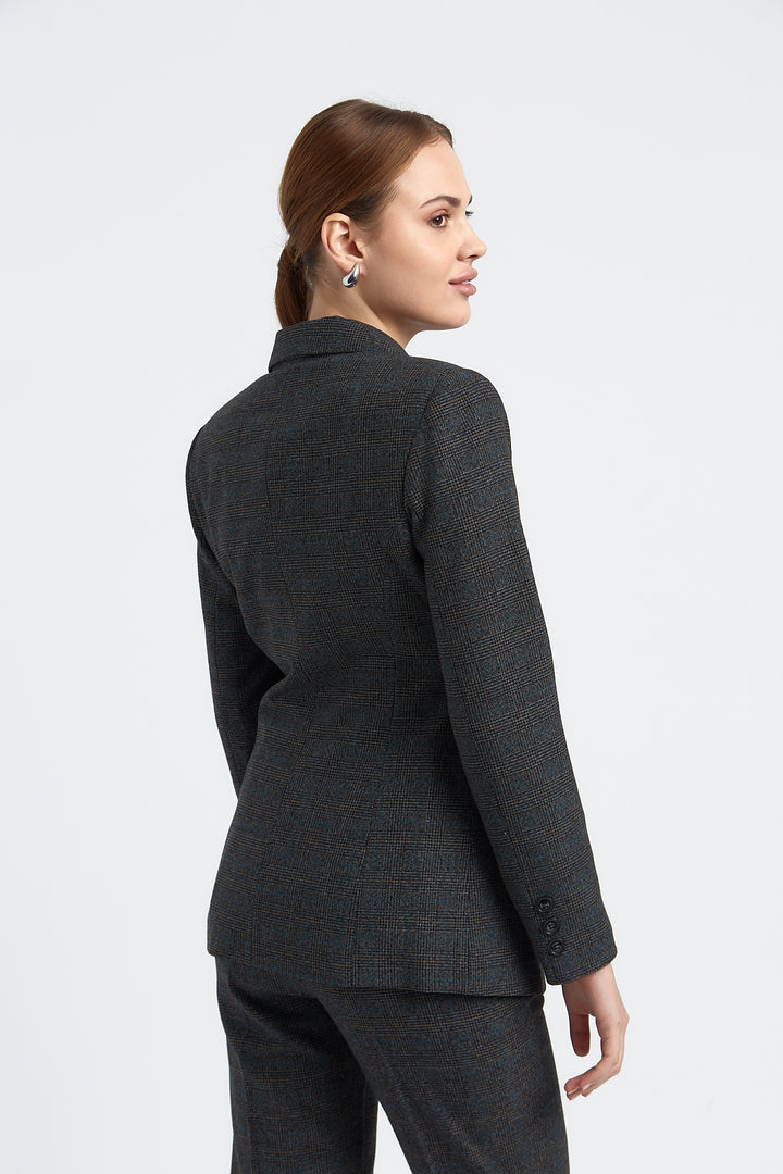 VESTE FEMME KAREL IMPRIME PRINCE DE GALLES GRIS MARRON