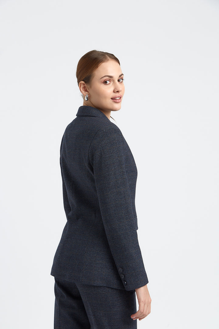 VESTE FEMME KAREL IMPRIME PRINCE DE GALLES GRIS BLEU