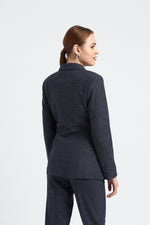 Charger le modèle 3D dans le visionneur de galerie, VESTE FEMME KAREL IMPRIME PRINCE DE GALLES GRIS BLEU