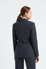 Charger le modèle 3D dans le visionneur de galerie, VESTE FEMME KAREL IMPRIME PRINCE DE GALLES GRIS BLEU