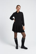Charger le modèle 3D dans le visionneur de galerie, ROBE CHEMISE AVEC FOND DE ROBE AMOVIBLE ELLA NOIR