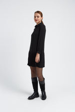 Charger le modèle 3D dans le visionneur de galerie, ROBE CHEMISE AVEC FOND DE ROBE AMOVIBLE ELLA NOIR