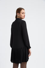 Charger le modèle 3D dans le visionneur de galerie, ROBE CHEMISE AVEC FOND DE ROBE AMOVIBLE ELLA NOIR