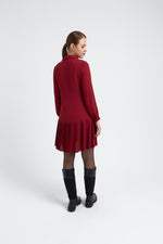 Charger le modèle 3D dans le visionneur de galerie, ROBE CHEMISE AVEC FOND DE ROBE AMOVIBLE ELLA BORDEAUX