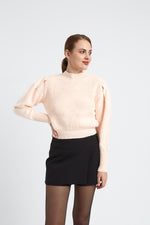 Charger le modèle 3D dans le visionneur de galerie, PULL FEMME MANCHES BOUFFANTES CHARLOTTE ROSE CLAIR