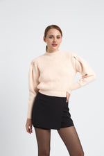Charger le modèle 3D dans le visionneur de galerie, PULL FEMME MANCHES BOUFFANTES CHARLOTTE ROSE CLAIR