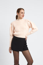 Charger le modèle 3D dans le visionneur de galerie, PULL FEMME MANCHES BOUFFANTES CHARLOTTE ROSE CLAIR