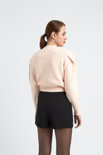 Charger le modèle 3D dans le visionneur de galerie, PULL FEMME MANCHES BOUFFANTES CHARLOTTE ROSE CLAIR