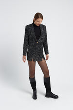 Charger le modèle 3D dans le visionneur de galerie, VESTE COURTE TWEED MOUCHETE FEMME MILLA