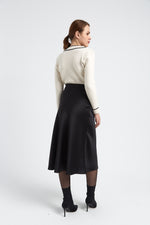 Charger le modèle 3D dans le visionneur de galerie, JUPE SATINE LEOPOLD NOIR