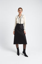 Charger le modèle 3D dans le visionneur de galerie, JUPE SATINE LEOPOLD NOIR