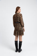 Charger le modèle 3D dans le visionneur de galerie, ROBE IMPRIME LEOPARD CORALIE MARRON