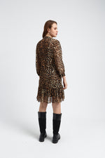 Charger le modèle 3D dans le visionneur de galerie, ROBE IMPRIME LEOPARD CORALIE MARRON