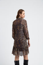 Charger le modèle 3D dans le visionneur de galerie, ROBE IMPRIME LEOPARD CORALIE DETAILS BLEU