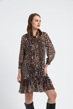 Charger le modèle 3D dans le visionneur de galerie, ROBE IMPRIME LEOPARD CORALIE DETAILS BLEU
