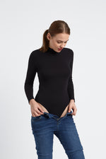 Charger le modèle 3D dans le visionneur de galerie, BODY FEMME NOIR MANCHES LONGUES SOLENE BIS