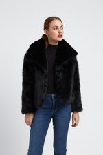 Charger le modèle 3D dans le visionneur de galerie, VESTE FOURRURE FEMME EMMA NOIR