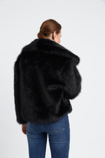 Charger le modèle 3D dans le visionneur de galerie, VESTE FOURRURE FEMME EMMA NOIR