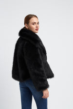 Charger le modèle 3D dans le visionneur de galerie, VESTE FOURRURE FEMME EMMA NOIR