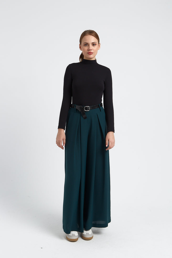 PANTALON FUIDE LARGE FEMME VALERIE EMERAUDE