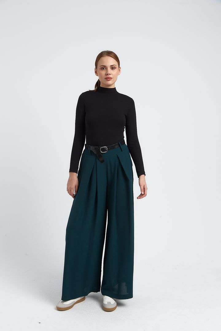PANTALON FUIDE LARGE FEMME VALERIE EMERAUDE