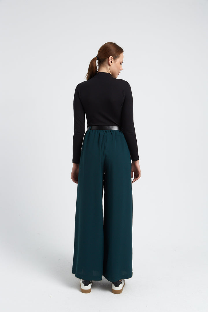 PANTALON FUIDE LARGE FEMME VALERIE EMERAUDE
