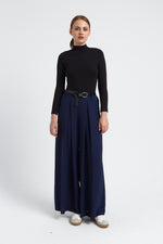 Charger le modèle 3D dans le visionneur de galerie, PANTALON FLUIDE LARGE  FEMME VALERIE MARINE