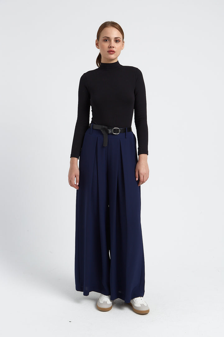 PANTALON FLUIDE LARGE  FEMME VALERIE MARINE