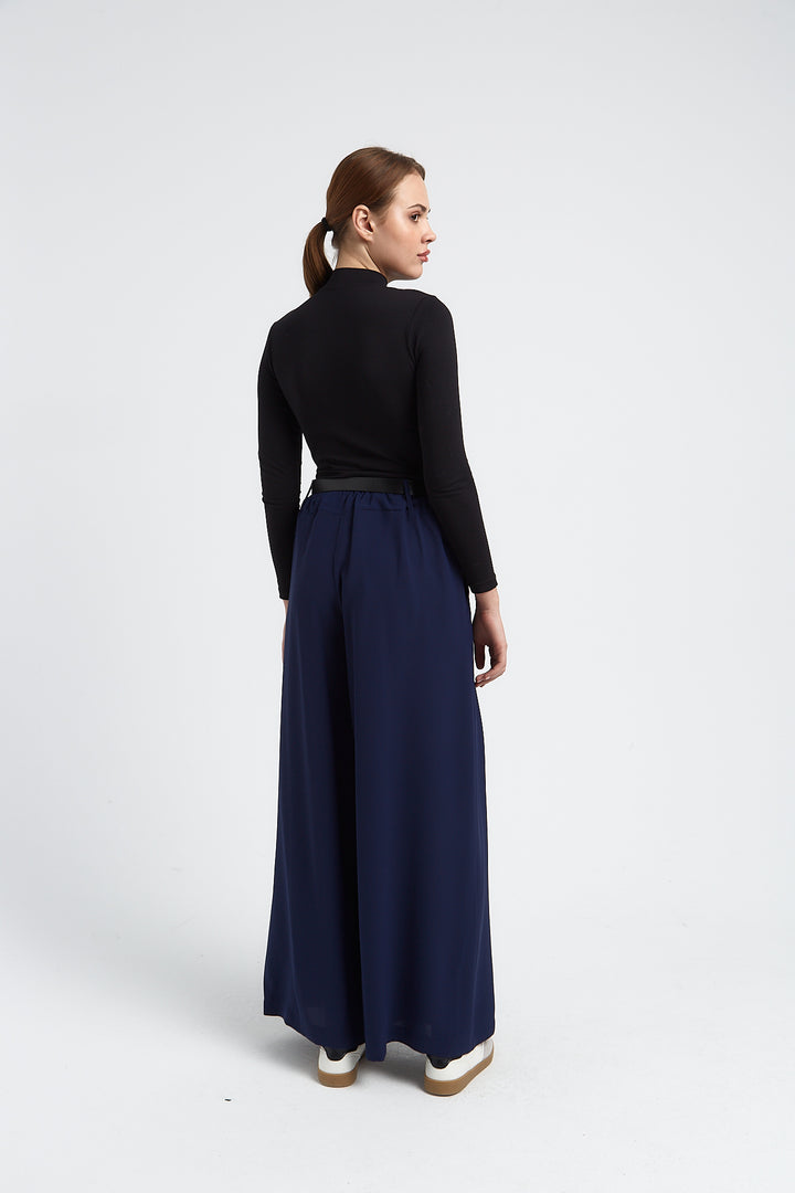 PANTALON FLUIDE LARGE  FEMME VALERIE MARINE