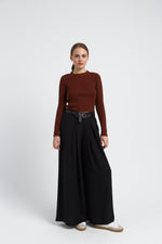 Charger le modèle 3D dans le visionneur de galerie, PANTALON FLUIDE LARGE FEMME VALERIE NOIR