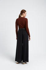 Charger le modèle 3D dans le visionneur de galerie, PANTALON FLUIDE LARGE FEMME VALERIE NOIR