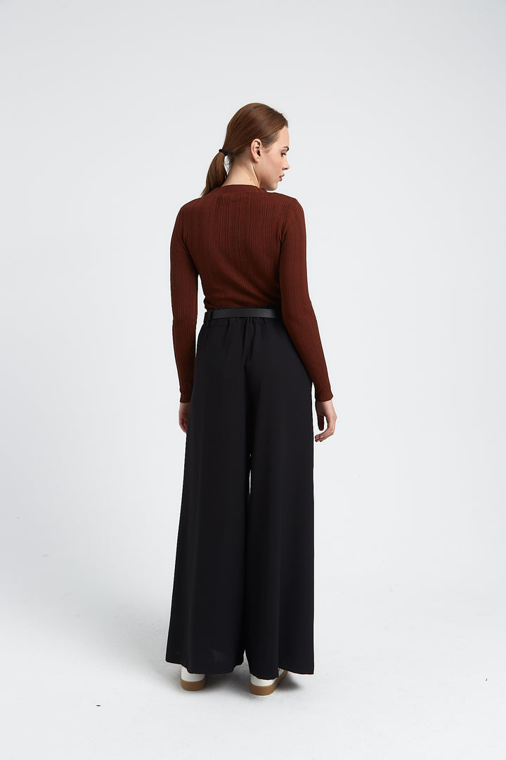 PANTALON FLUIDE LARGE FEMME VALERIE NOIR