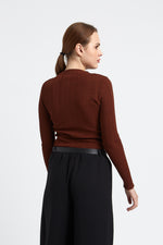 Charger le modèle 3D dans le visionneur de galerie, PETIT PULL MAILLE FINE FEMME ALINE CHOCOLAT