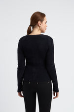 Charger le modèle 3D dans le visionneur de galerie, GILET FEMME DOUCEUR FLEUR NOIR