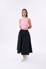 Charger le modèle 3D dans le visionneur de galerie, JUPE LONGUE CELESTE NOIR