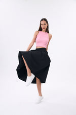 Charger le modèle 3D dans le visionneur de galerie, JUPE LONGUE CELESTE NOIR