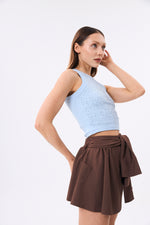 Charger le modèle 3D dans le visionneur de galerie, JUPE SHORT TROMPE L'OEIL FEMME SAUVAGE CHOCOLAT