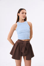 Charger le modèle 3D dans le visionneur de galerie, JUPE SHORT TROMPE L'OEIL FEMME SAUVAGE CHOCOLAT