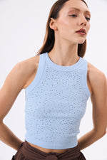 Charger le modèle 3D dans le visionneur de galerie, DEBARDEUR STRASS FEMME ENCHANTÉE BABY BLUE