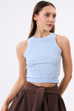 Charger le modèle 3D dans le visionneur de galerie, DEBARDEUR STRASS FEMME ENCHANTÉE BABY BLUE