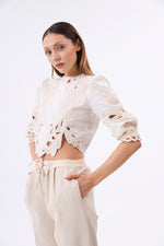 Charger le modèle 3D dans le visionneur de galerie, BLOUSE BRODERIE FEMME REVERIE CRÈME