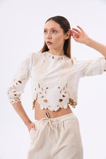 Charger le modèle 3D dans le visionneur de galerie, BLOUSE BRODERIE FEMME REVERIE CRÈME