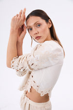 Charger le modèle 3D dans le visionneur de galerie, BLOUSE BRODERIE FEMME REVERIE CRÈME