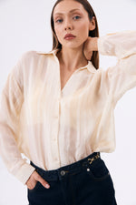 Charger le modèle 3D dans le visionneur de galerie, CHEMISE SEMI TRANSPARENTE FEMME LESS CREME