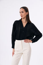 Charger le modèle 3D dans le visionneur de galerie, CHEMISE SEMI TRANSPARENTE FEMME NOIR LESS