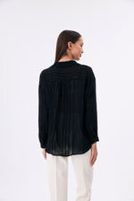 Charger le modèle 3D dans le visionneur de galerie, CHEMISE SEMI TRANSPARENTE FEMME NOIR LESS