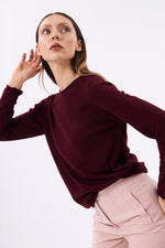 Charger le modèle 3D dans le visionneur de galerie, PULL LEGER FEMME MIRAGE BURGUNDY